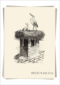 烟囱筑巢的白鹳