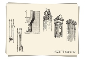 复古老式烟囱和烟灰扫帚