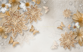 钻石珠宝立体花朵蝴蝶