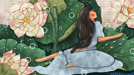 出水芙蓉成语故事插画