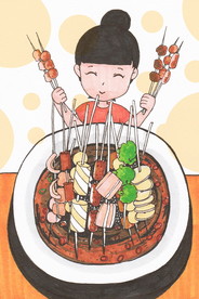 烧烤撸串插画