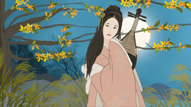 蒹葭伊人成语故事插画