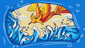 精卫填海成语故事插画