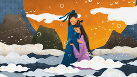 牛郎织女成语故事插画