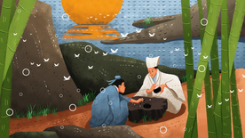 棋逢对手成语故事插画