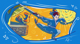 闻鸡起舞成语故事插画