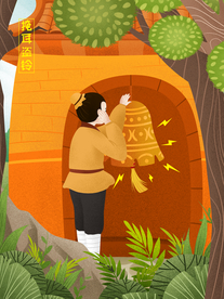 掩耳盗铃成语故事插画