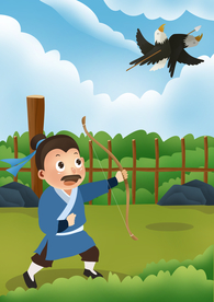 一箭双雕成语故事插画