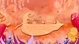 一叶知秋成语故事插画