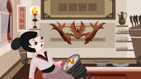 杯弓蛇影成语故事插画