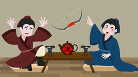 杯弓蛇影成语故事插画