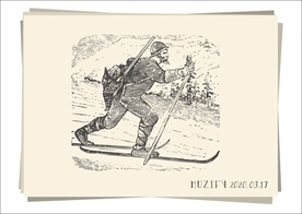 滑雪的男子素描画