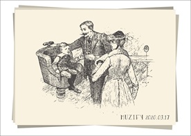 派对里的小男孩素描画