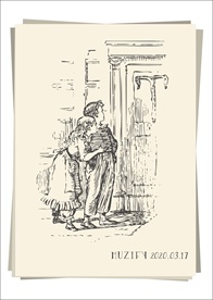 人物素描画 偷听的小孩