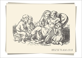 祖母和孙儿素描画