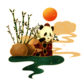 熊猫国潮插画