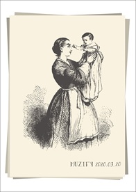 母亲与小宝宝 素描画