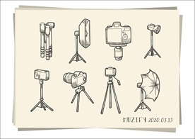 8款入相机三脚架矢量手绘稿