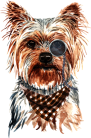 水彩绘画可爱小狗