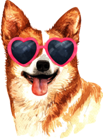 水彩绘画可爱小狗