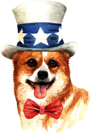 水彩绘画可爱小狗