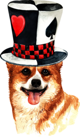 水彩绘画可爱小狗