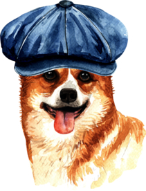 水彩绘画可爱小狗