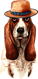 水彩绘画可爱小狗