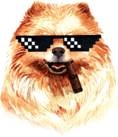 水彩绘画可爱小狗