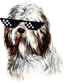 水彩绘画可爱小狗