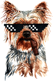 水彩绘画可爱小狗