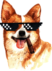 水彩绘画可爱小狗