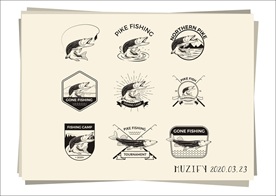 9款入梭鱼捕鱼徽章设计