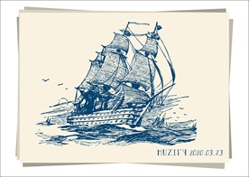 帆船邮轮素描画