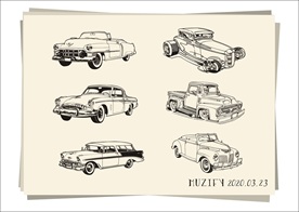 6款入复古老爷车手绘稿2