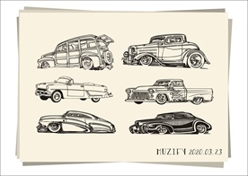 6款入复古老爷车手绘稿4