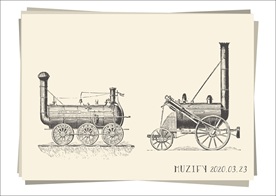 老式蒸汽小火车手绘稿