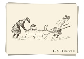 推雪橇的两个女子