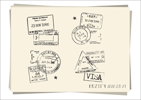 4款入复古邮戳素描画