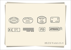 8款入复古邮戳素描画