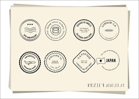 8款入复古邮戳素描画