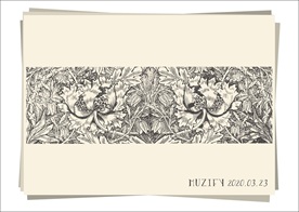 复古花卉花边素描画