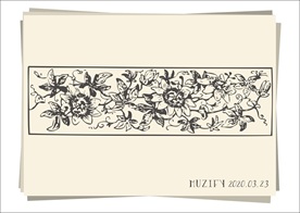 复古花卉花边素描画