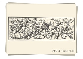 复古花卉花边素描画