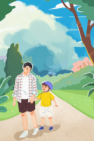 父亲节插画图片