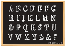 英文字母立体效果 黑板画