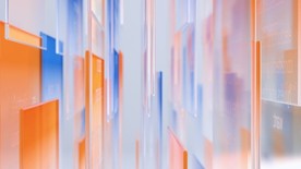 彩色玻璃橙色淡蓝色场景壁纸