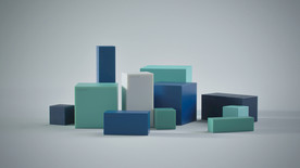蓝色绿色立方体摆放场景壁纸