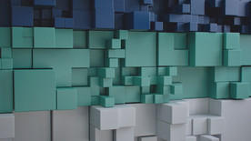 三维正方长方体组成的不规则墙面