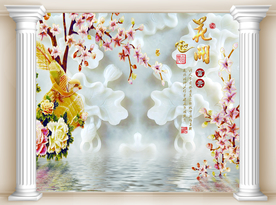 花开富贵玉雕马蹄莲大理石拱门